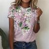 Summer Women T-Shirt Short Sleeves 3D Floral Pattern O-neck Fashion Tee Woman Loose Clothing Oversized Tops Y2k Clothes