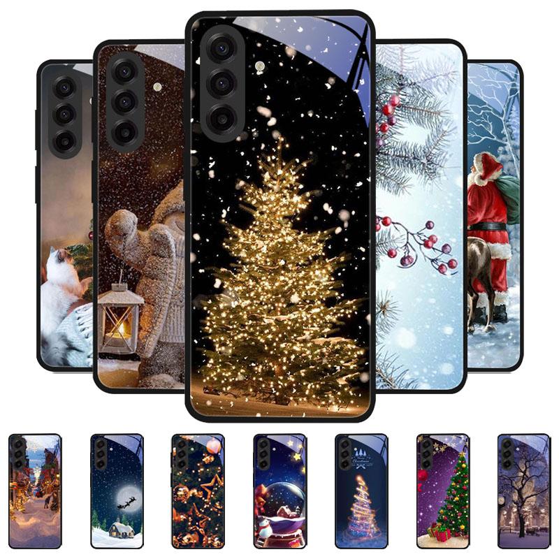 Закаленное стекло в рождественском стиле для Samsung Galaxy S24 S22 S21 S23 S25 Ultra Fe Ударопрочный чехол S25FE S25 Edge Shell Coque