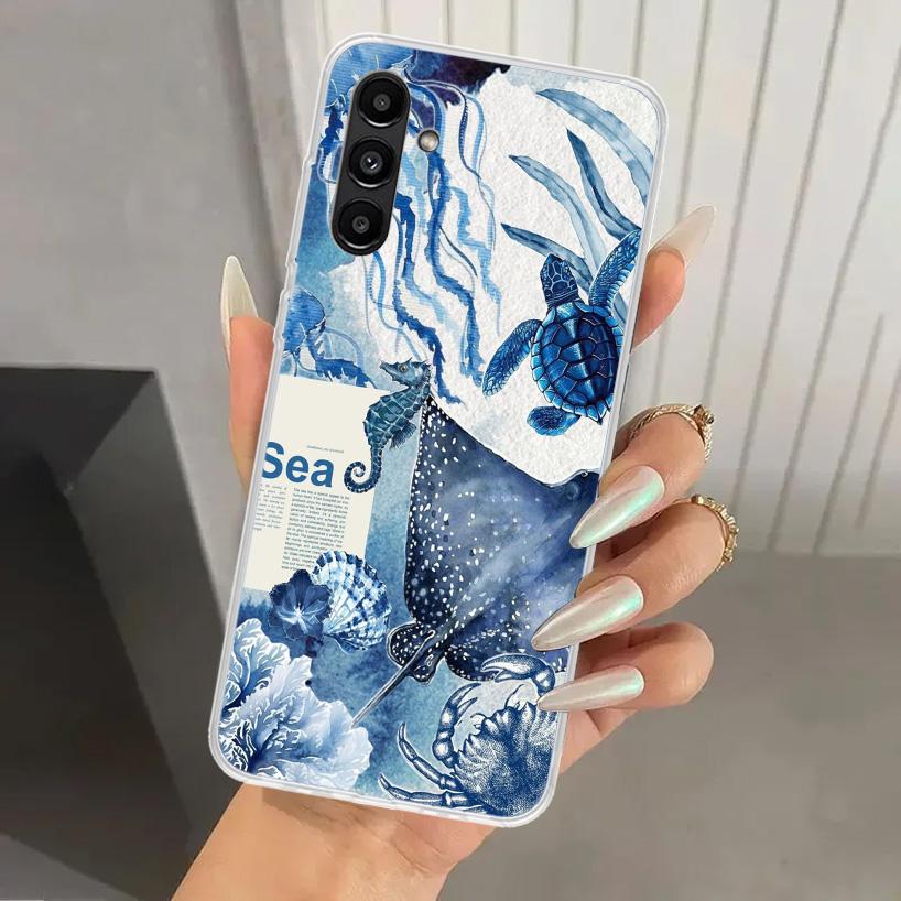 Чехол для телефона Samsung Galaxy A17 A16 A37 A26 A36 A57 A56 A15 A25 A35 A55 A14 A24 A34 A54 A13 A2 с рисунком Морская звезда Морская черепаха Акула