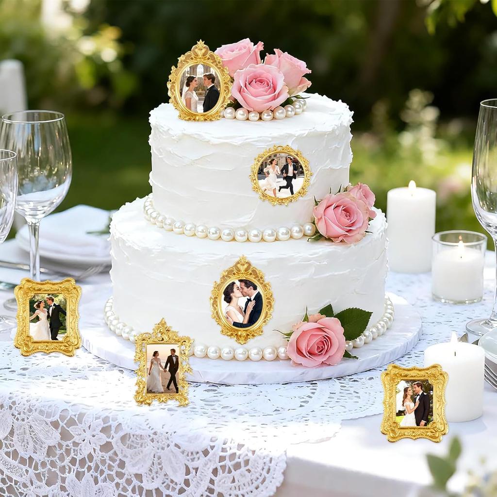 4pcs Photo Frame Silicone Molds, Pink Vintage Picture Frame Baroque Style Air Dry Clay Fondant Mold for Baking Chocolate Candy Desserts Polymer Clay