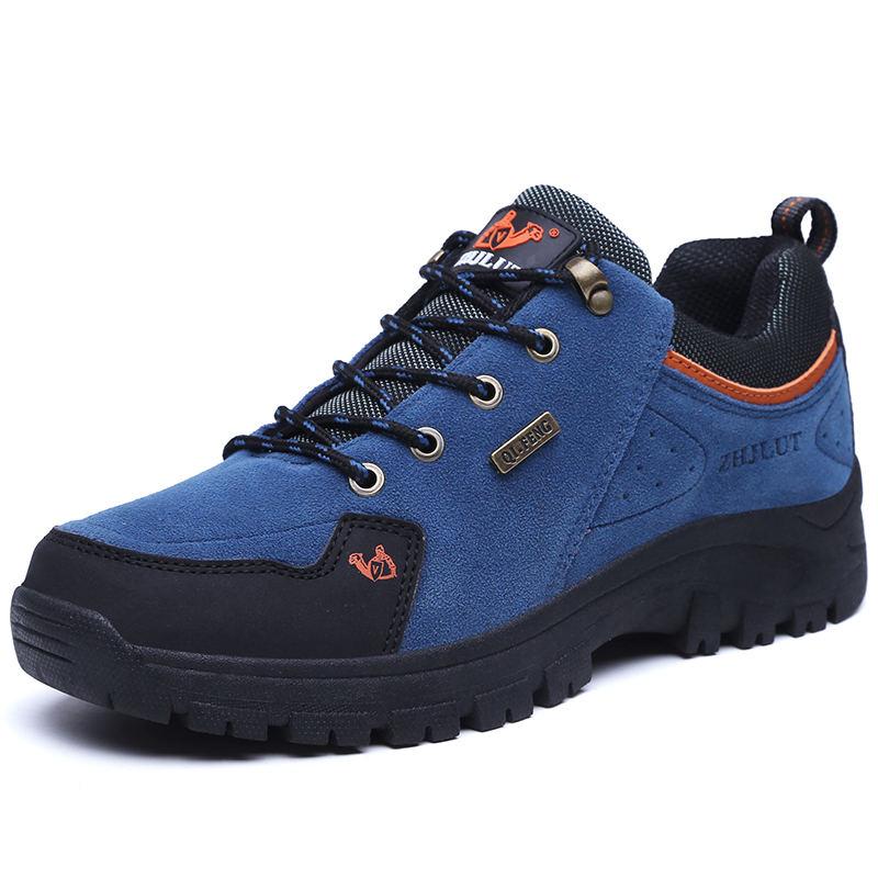 Orange Suede Leather Hiking Shoes Men High Quality Trekking Shoes Men Autumn Winter Hiking Sneakers Couple Shoes zapatos hombre