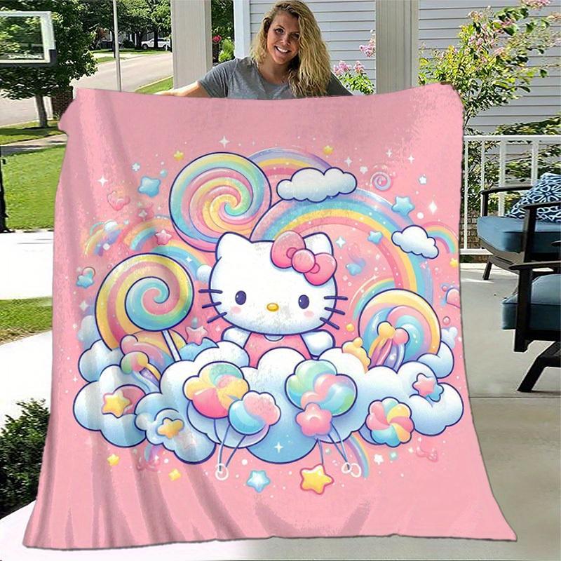 1шт. Плед Hello Kitty «Радужные Мечты» - Идеально для Дома, Офиса, Улицы, Идея для Подарка, Подходит для Всех Сезоновz041754