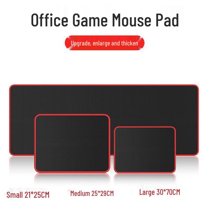 Очень большой толстый киберспортивный игровой коврик для мыши - Черный с красной кромкой