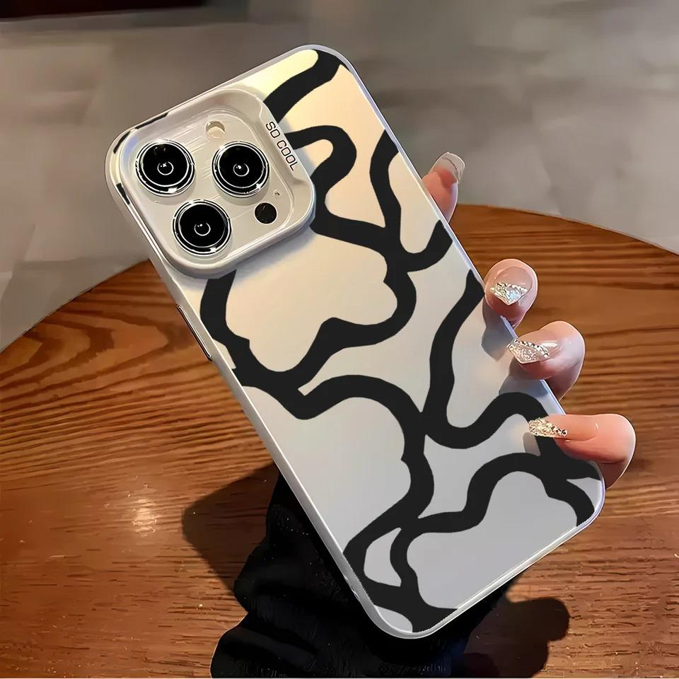 Чехол для iPhone 16 Pro Max 15 14 13 12 Plus 11 Роскошный Неправильные Линии Модный Матовый Аврора Лазерный Градиент Ударопрочный Чехол