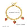 316L Stainless Steel Cute Fruit Strawberry Charm Bracelet For Women Girl Fashion New Trendy Jewelry Party Gift