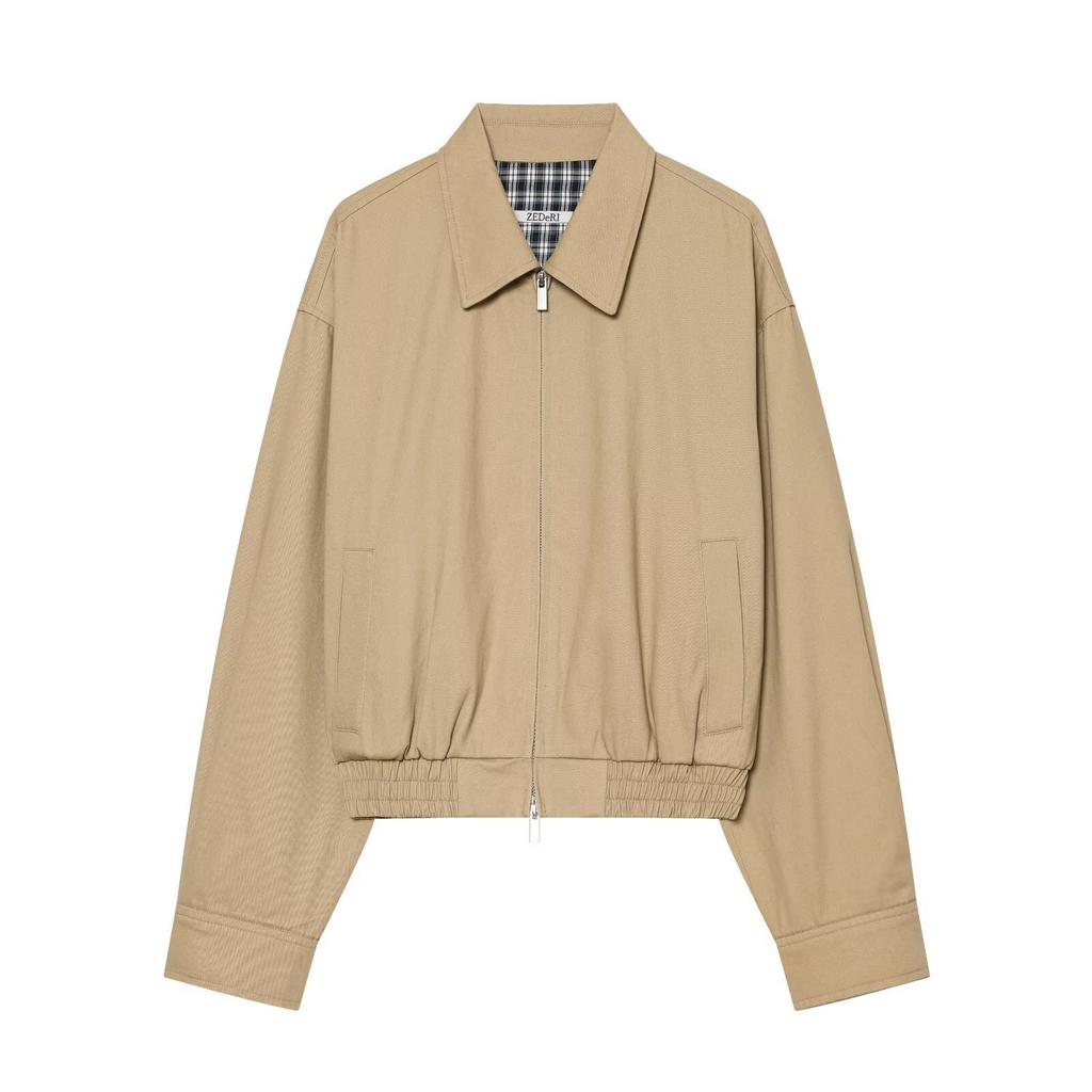2026 summer new European and American cross-border women's clothing simple lapel waist zipper short jacket w018 1886