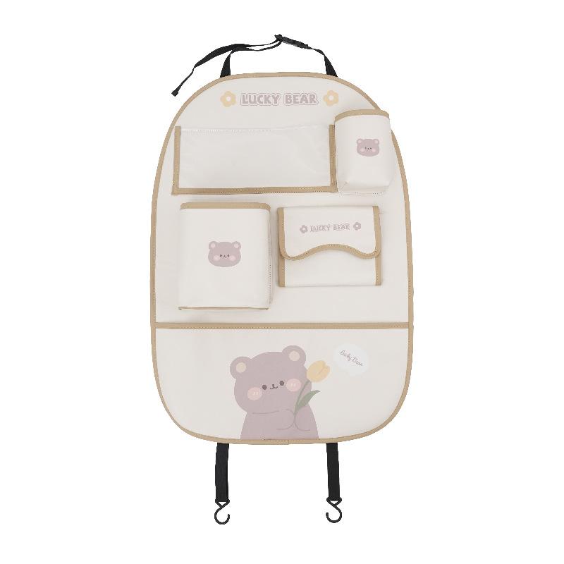 Cartoon Bear Car Hanging Storage Bag Seat Back Anti Kick Pad