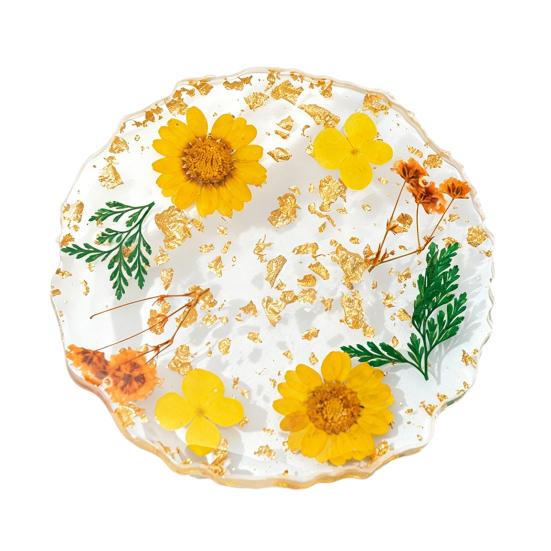 Handmade Resin Coaster Dried Flowers Cup Mat Heat-Resistant Clear Waterproof Table