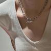 S925 Sterling Silver Niche Design Sense Retro White Crystal Beaded Necklace Korean Style Simple Collarbone Chain