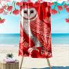 Red and White Owl Floral Design Beach Towel Quick-drying for Travel Outdoor Sports Jogging Beach and Swimming