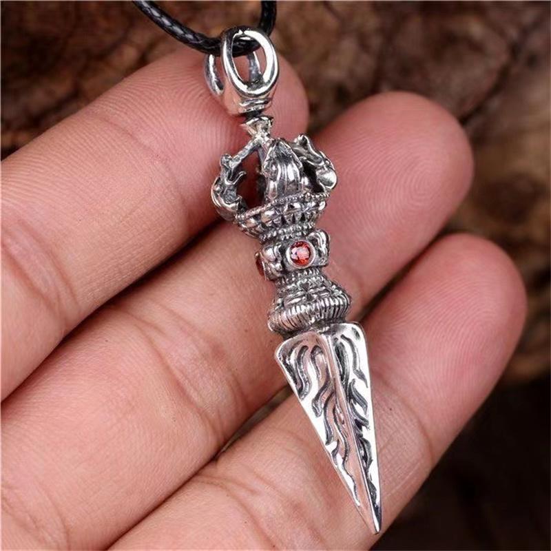Retro King Kong Pestle Pendant Men's Jewelry Personality Hip-Hop Neck Accessories 925 Silver Chain Necklace Amulet Male Gift