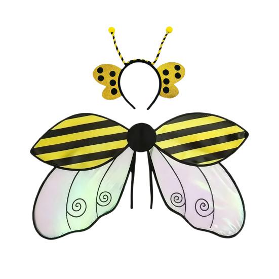 Набор крыльев божьей коровки и пчелы с ободком, органза, аксессуары для костюма для детей и взрослых, декор для костюмированной вечеринки, для выступлений, праздничных мероприятий