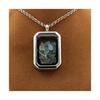 Necklace - Stones and Minerals - Raw Aquamarine - Rectangle with Cut Sides - Stainless Steel - Mixed