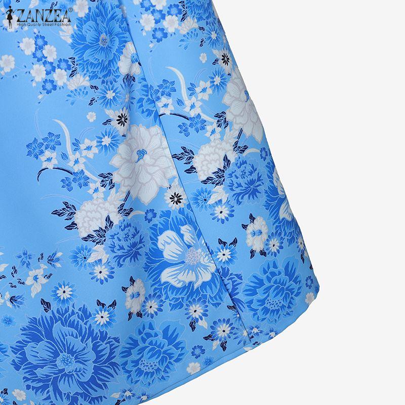 ZANZEA Женский костюм-двойка: блузка с рукавом 3/4 и юбка-карандаш, цветочный принт, элегантный