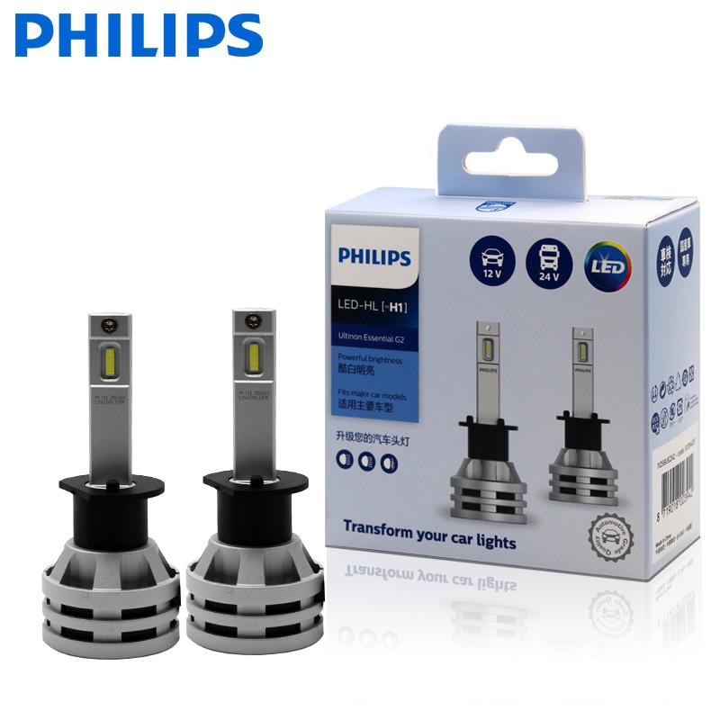 Светодиодные автомобильные фары и противотуманные фары Philips Ultinon Essential G2 H1 H4 H7 H8 H11 H16 HB3 HB4 H1R2 9003 9005 9006 9012 6500K (2 шт.)