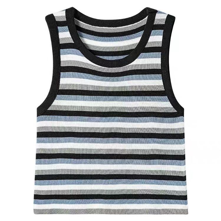 Женский трикотажный топ-майка с радужной полоской дофамина, летний, великолепный, красивый, высококлассный, без рукавов, маленький жилет, верхняя одежда