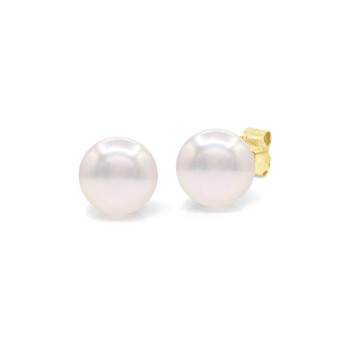 Boucles d'oreilles - PEARLS & COLORS - Pearls & Colors - Perle d'Akoya 7.5-8 mm ronde - Or jaune 18K - Qualité AA+