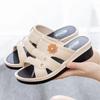 Women's Flower Decor Slide Shoes Casual Open Toe Outdoor Summer Shoes Comfy Slip On Slides Sandals Platform Wedge Heels Mom Shoe