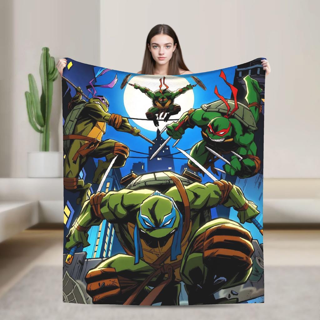 TMNT Game  Blanket Quality Warm  Bedding Throws Winter Airplane Travel Couch Chair Funny Bedspread