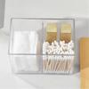 Sturdy Bathroom Storage Canister with Wood Lid Home Accessory for Organizing Cotton Swabs Covers Pads and Hair Bands  Clear