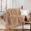 Plaid doux a poil et sherpa 180 x 220 cm Foxy sable