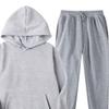 2 шт./компл. Спортивный костюм унисекс с капюшоном, с длинным рукавом, свободный топ с карманом, весенне-осенний спортивный костюм, эластичная талия на кулиске, манжеты на щиколотках