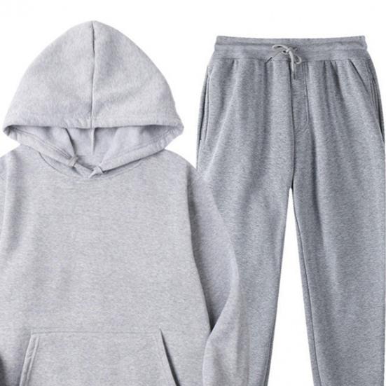 2 шт./компл. Спортивный костюм унисекс с капюшоном, с длинным рукавом, свободный топ с карманом, весенне-осенний спортивный костюм, эластичная талия на кулиске, манжеты на щиколотках