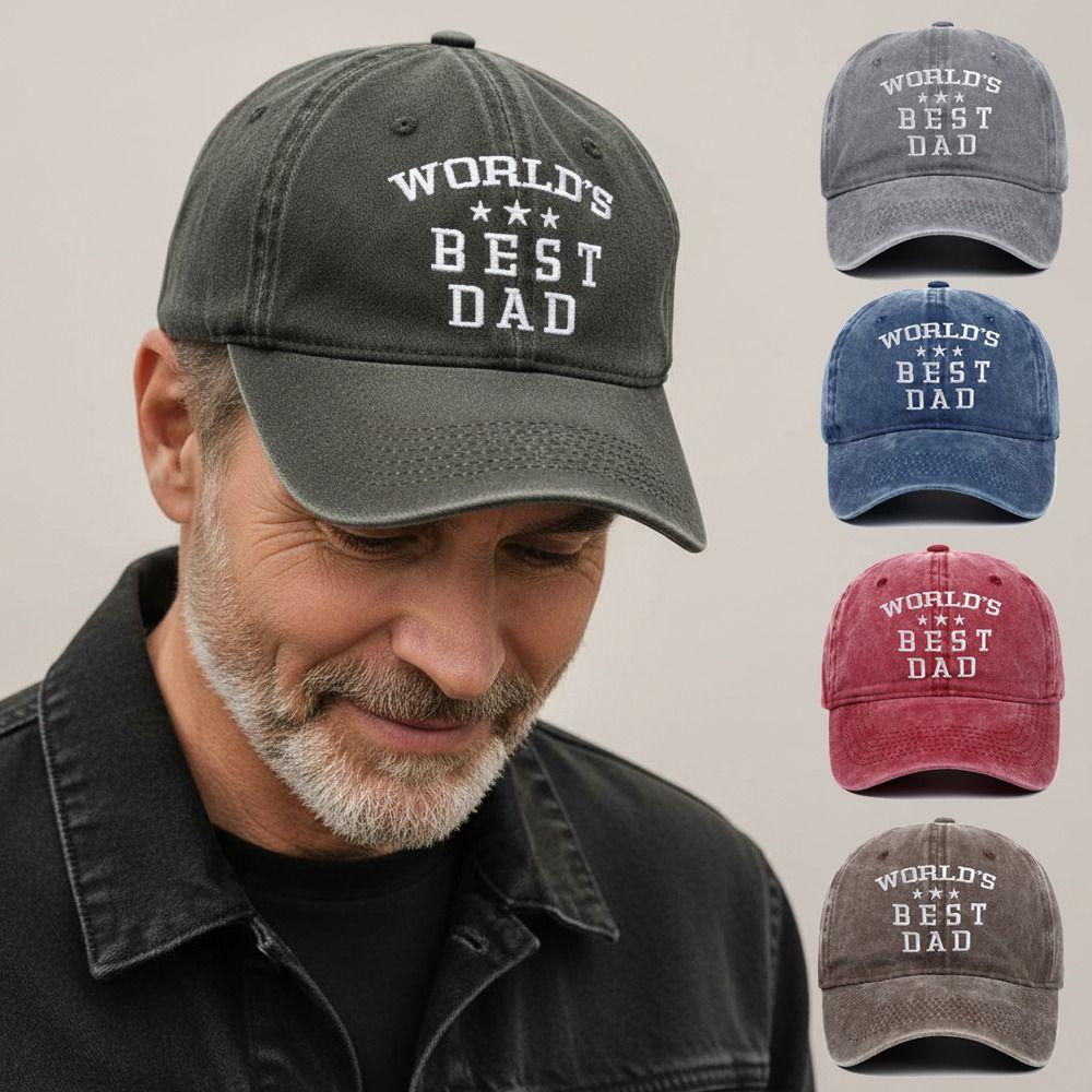 Washed Cotton World's Best Dad Caps Adjustable Baseball Cap Fashion Sport Visors Cap  Father's Gift