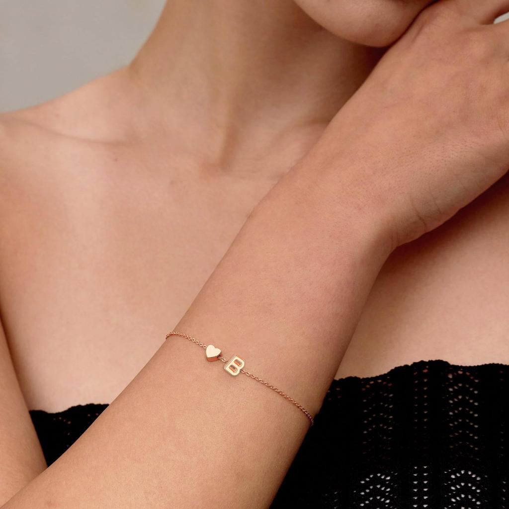 Initial Heart Bracelet Heart Letter Bracelet Personalized Monogram Bracelet 1 Pc