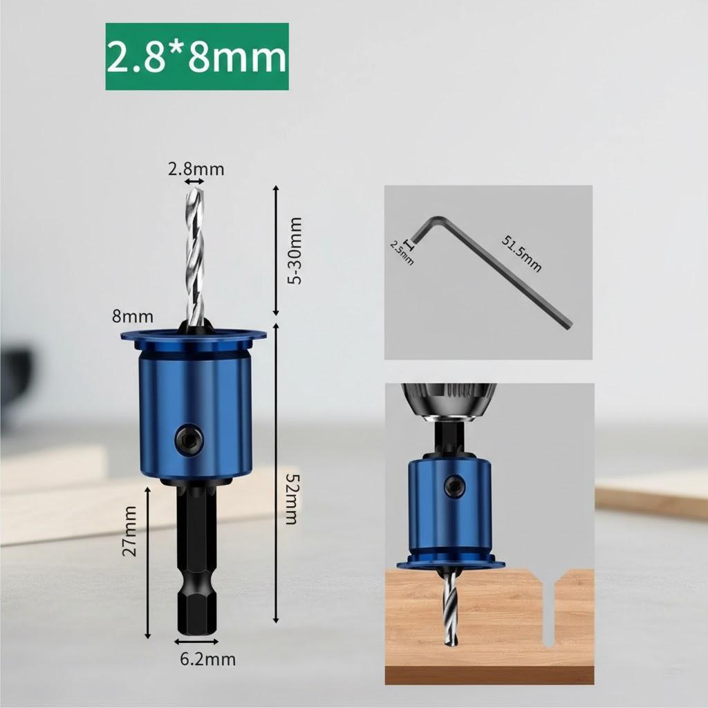 Countersink Drill Bit Set for Wood Pilot Holes Alloy Core Limiter Woodworking Tools Professional Router Bits
