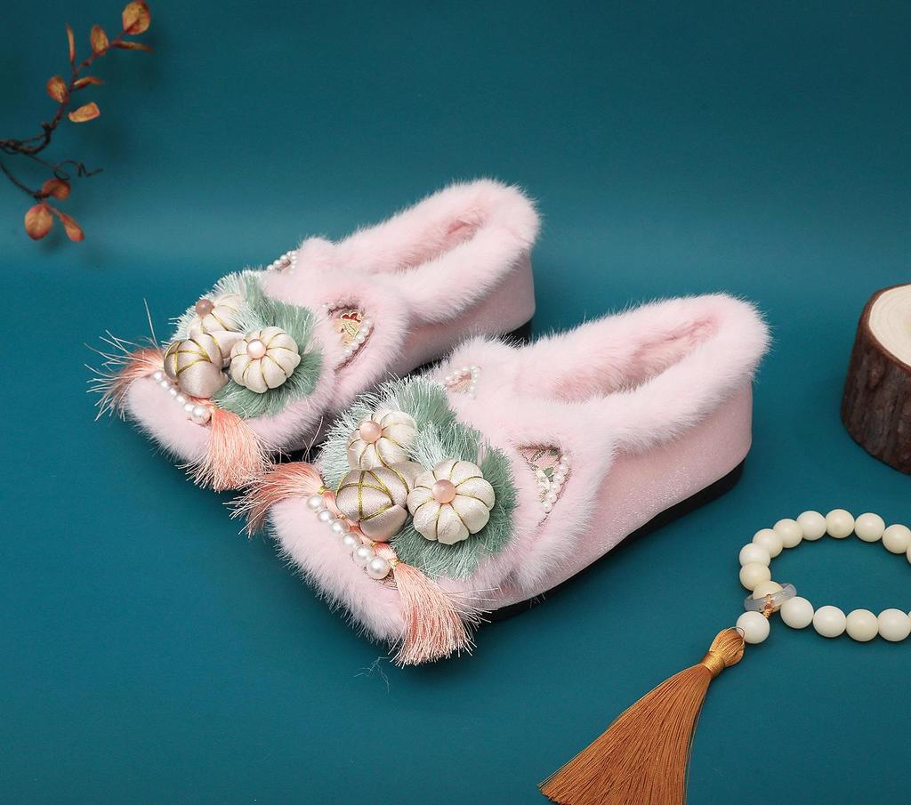 Tiger Head Retro Cotton Flat Shoes - Women's Ethnic Style 2024