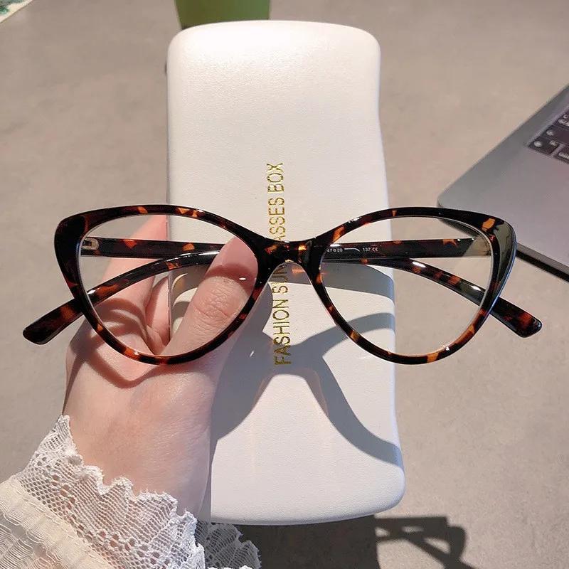 Retro Blue Green Oval Small Frame Glasses Frame Women'S Anti Blue Light Glasses New Fashion Style Eyeglasses Frame