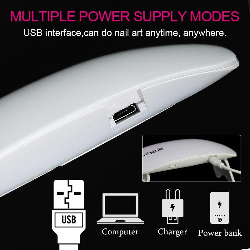 Мини-лампа для ногтей. Используйте УФ-лампу для сушки гелевого лака для ногтей. 6 светодиодных сушилок. Инструменты для дизайна ногтей. УФ-лампа.