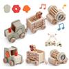 Kids Wooden Rail Train Toy Children Assembled Building Block Toy Newborns Early Educational Aid Toys Montessori Finger Fine Game