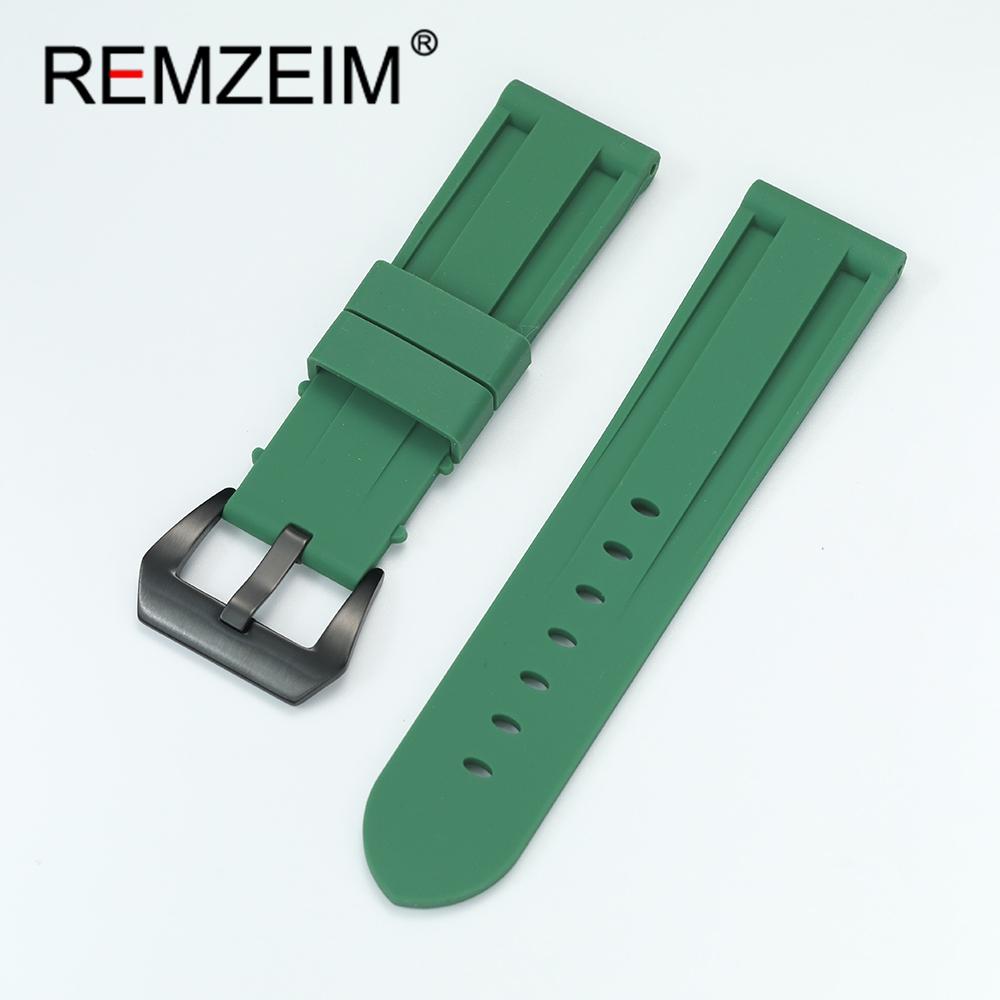 Soft Silicone Strap 22mm 24mm 26mm Fashion Replacement Sport Men Watchband Black Blue Red Green Grey Wrist Band