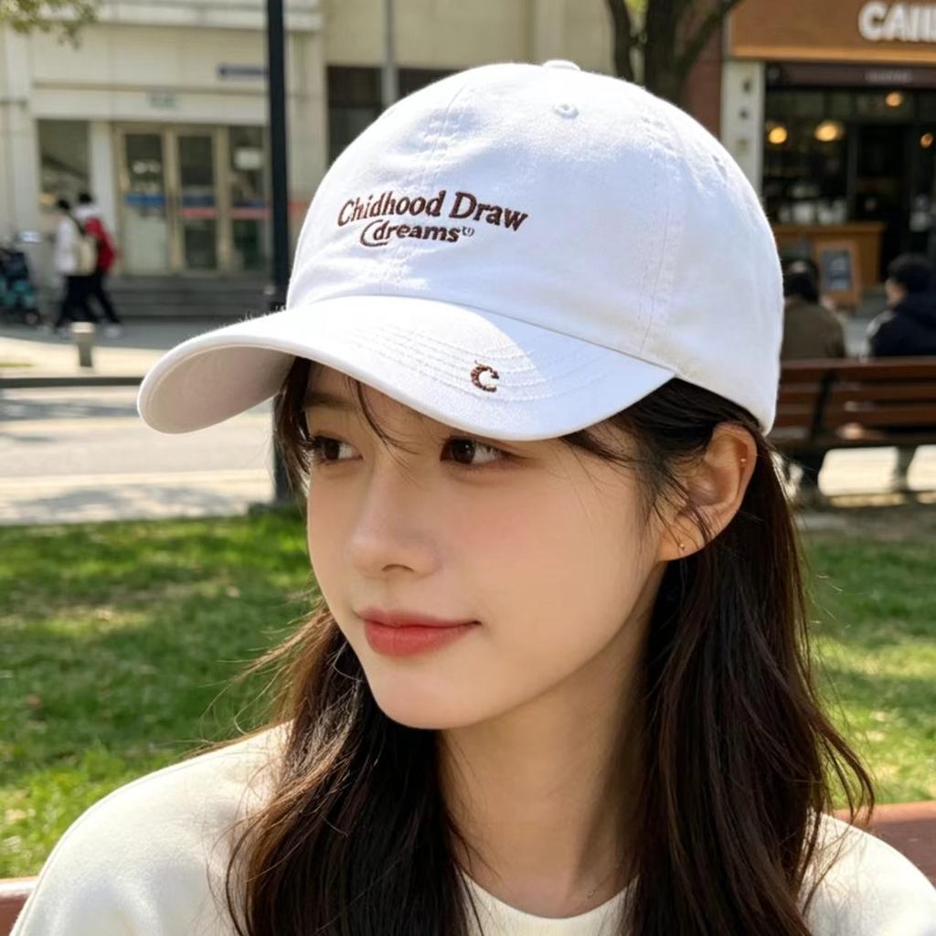 Embroidery C letter big head circumference baseball cap children spring and summer new couple fashion versatile cap trend