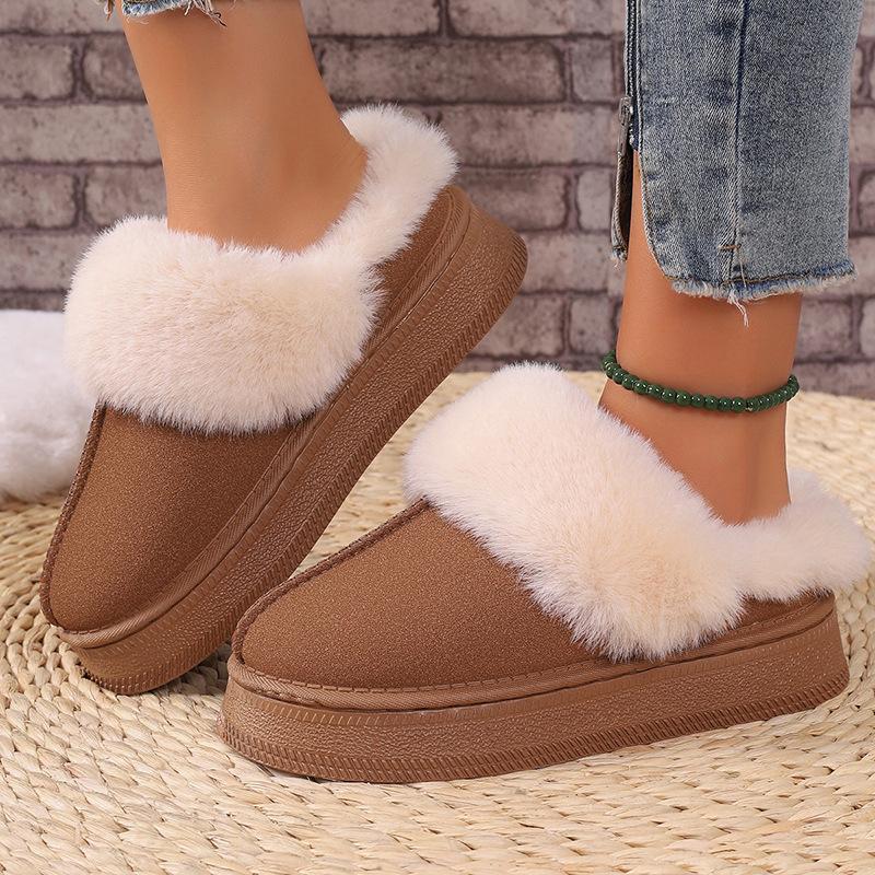 Женские зимние ботинки большого размера с круглым носком и толстой подошвой, повседневные короткие теплые домашние ботинки из хлопка с толстым бархатом, однотонные, 36-42