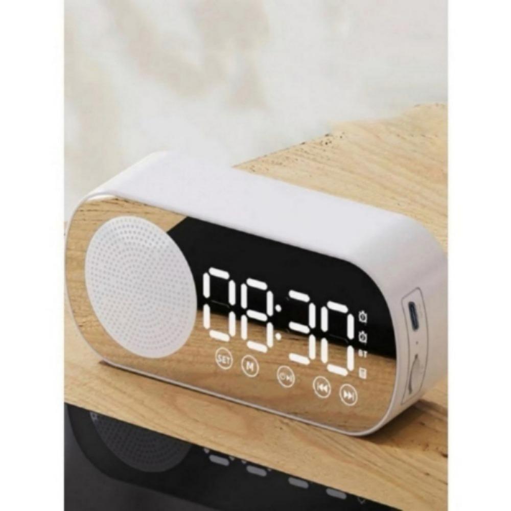 Новые настольные часы с динамиками Bluetooth, FM-радио, будильник, Hi-Fi звук, HD-зеркальный экран, поддержка TF-карт, домашние часы рядом