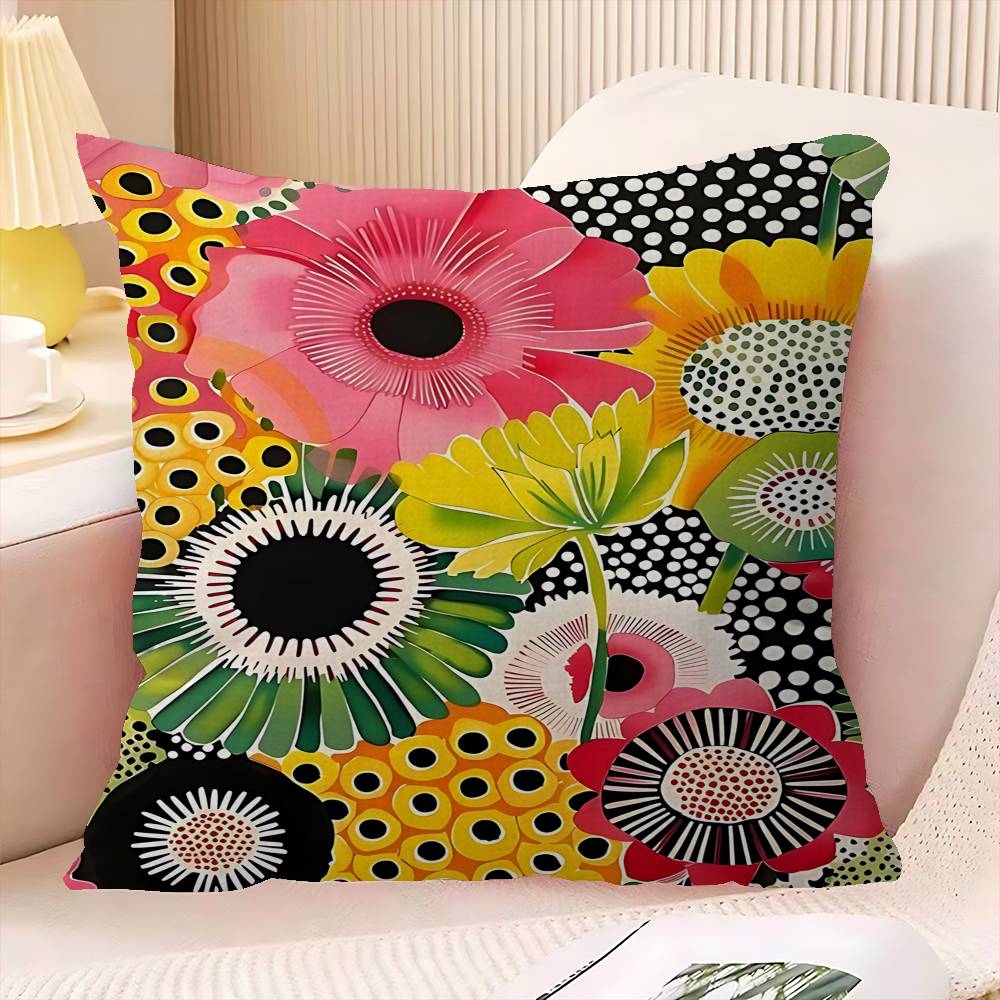 Yayoi Kusama Art Exhibition Pumpkin Flower Pillow Cushion Cover Pillowcase Living Room Sofa Home Decor