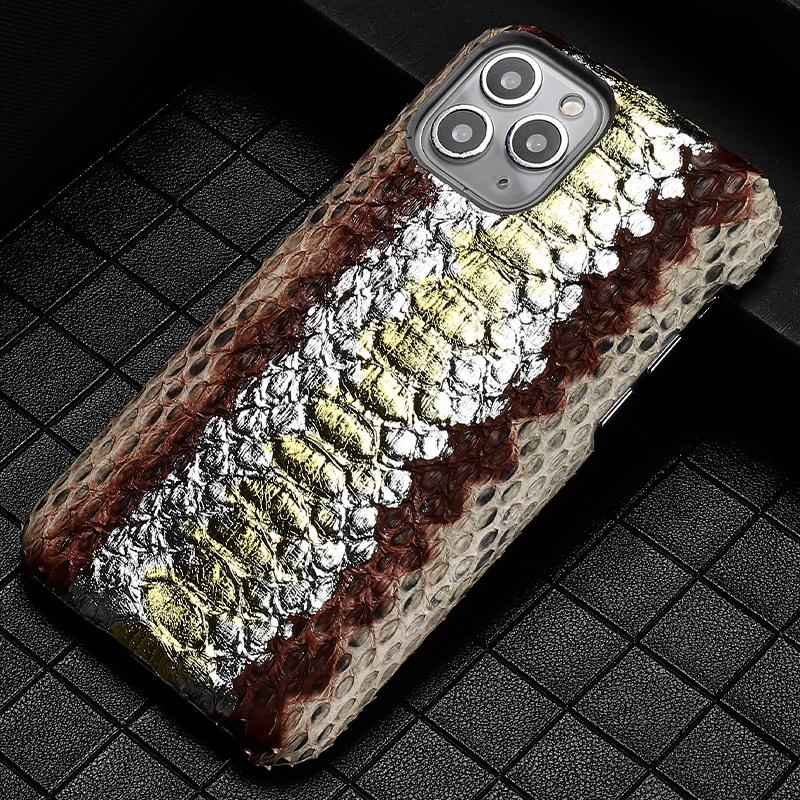 100% Genuine Python Leather Phone Case For iPhone 16 14 15 Pro Max Plus 15Pro 16Pro 16 ProMAX Luxury Shockproof Back Cover