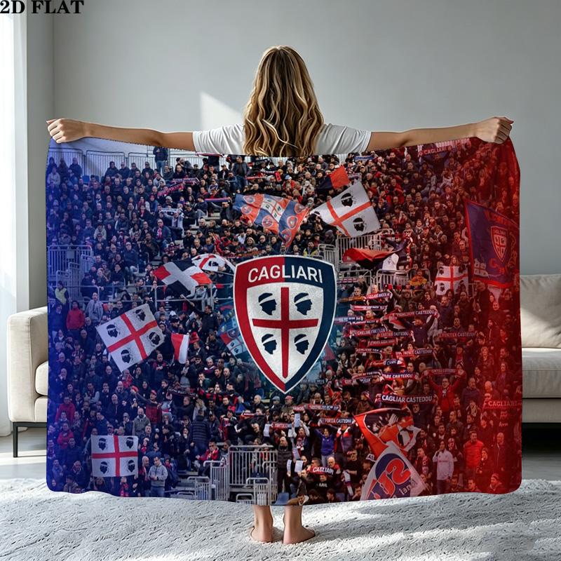 Cagliari FC Print Flannel Blanket High Quality Warm Comfortable Cover for All Seasons Perfect for Gifts Home Decor