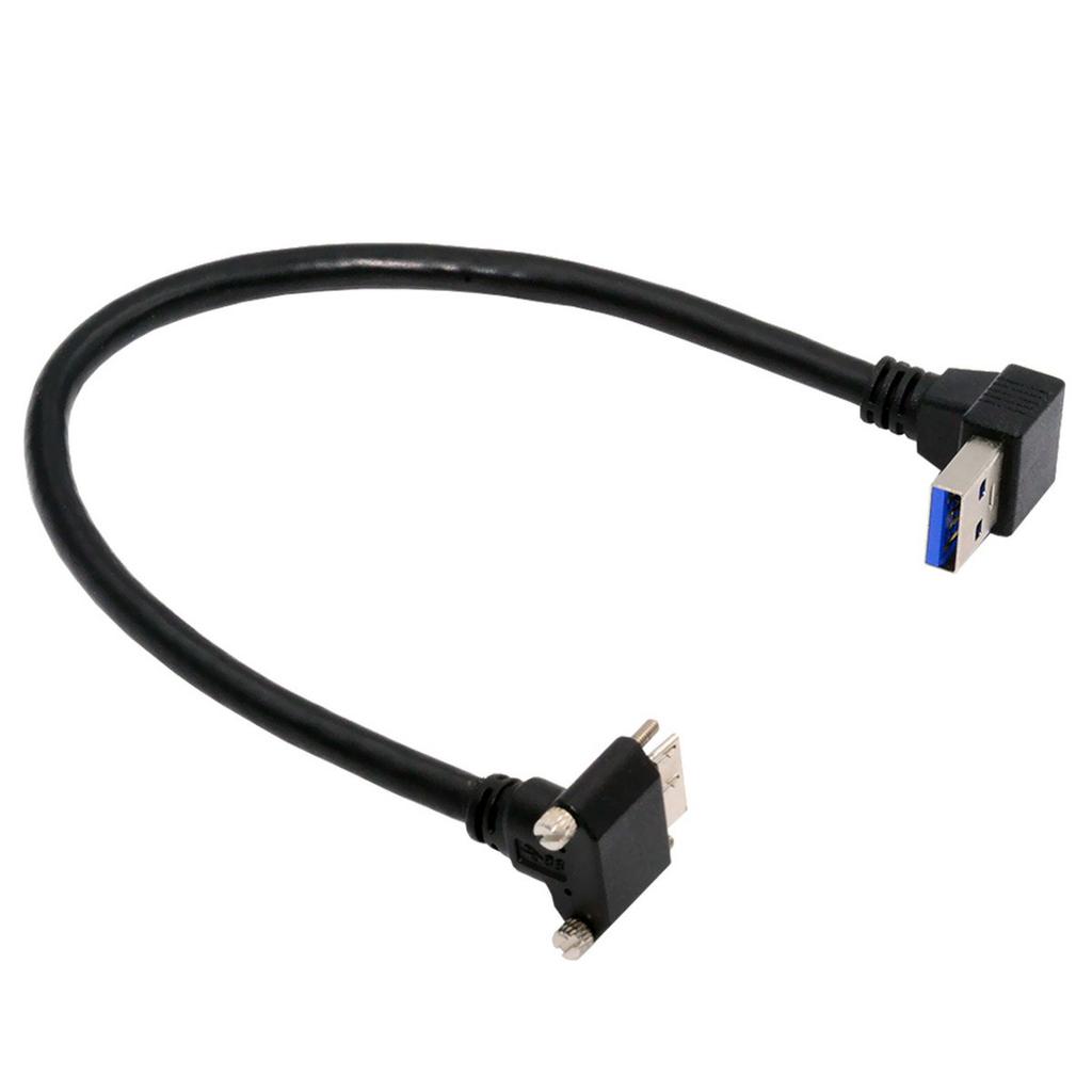 U3-078-DN 90 Degree Down Angled USB 3.0 A Male to Micro-B 3.0 Plug Angled Locking Screw Panel Cable 25cm