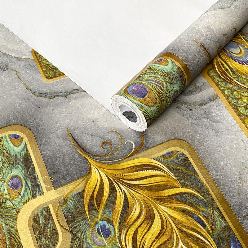 Обои с павлиньим пером 3d Тисненые Гостиная Спальня ТВ Диван Мраморная текстура Геометрические обои Ktv Отель Фреска Синий Серый