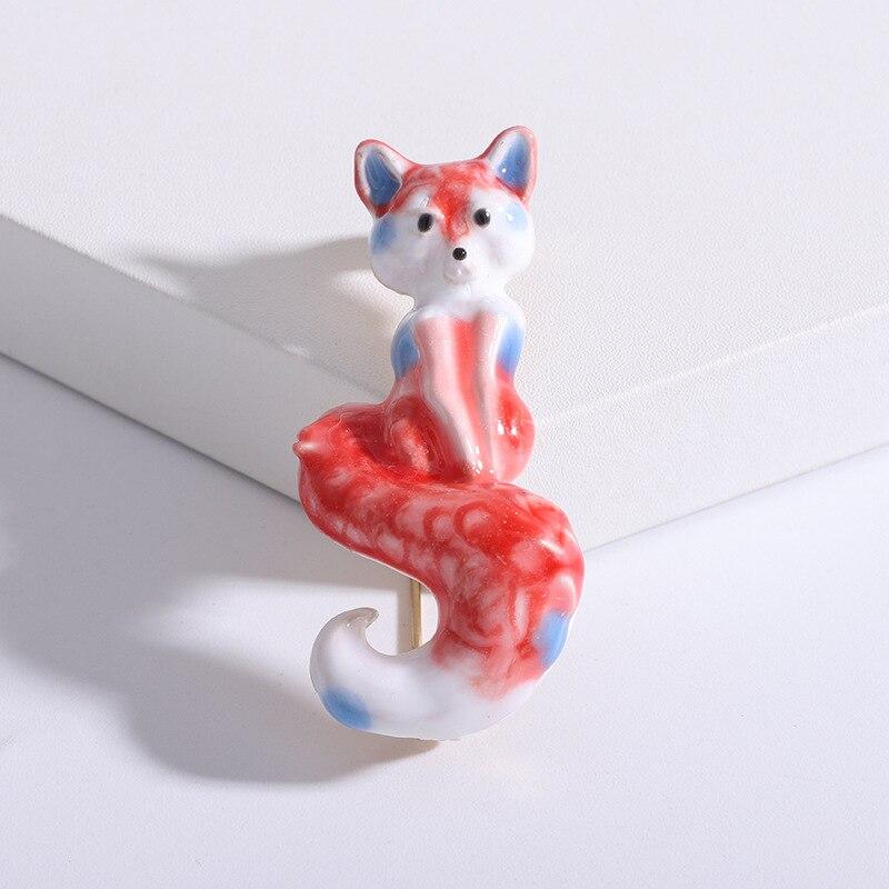 Blucome Модная простая брошь с маленьким животным, булавка для воротника из сплава с капающим маслом лисы, темперамент