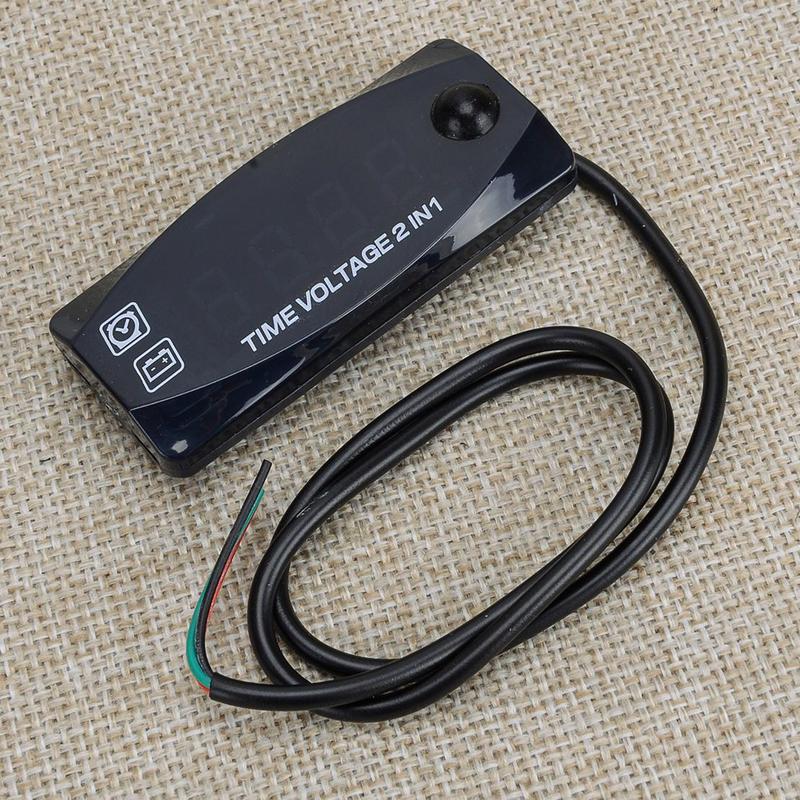 12V Digital Display Car Motorcycle Boat LED Voltmeter Voltage Gauge Time Clock Meter Switch