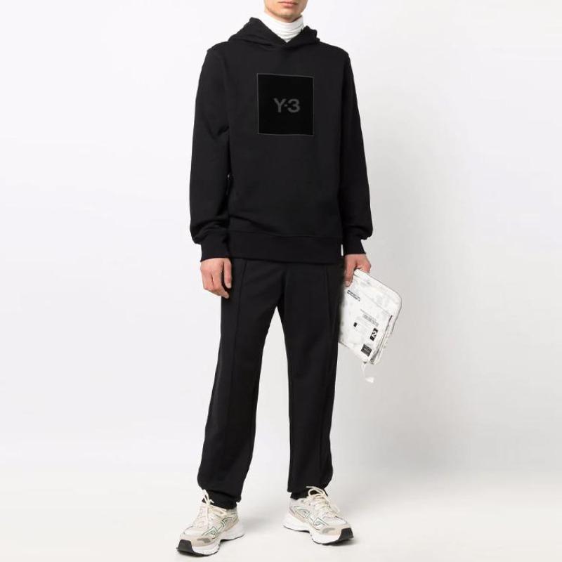 Y-3 Мужская однотонная толстовка с принтом логотипа Черная HB3322