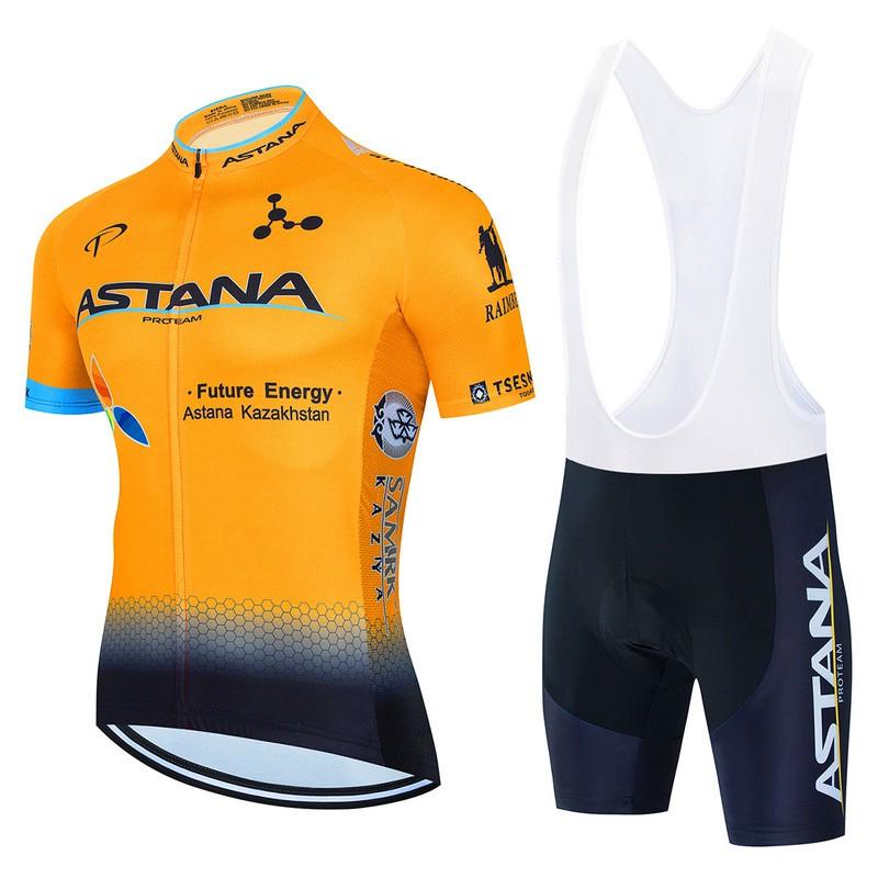 Mens ASTANA Cycling Jersey Short Sleeve Quick Dry Breathable Mountain Road Bike Apparel