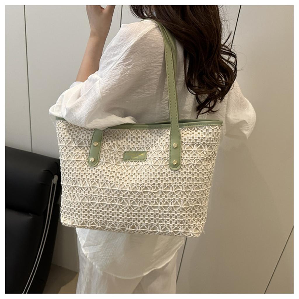 Свежий темперамент Модный дизайн Океаническая цветовая блокировка Соломенная текстура Сумка на одно плечо подмышку Женская