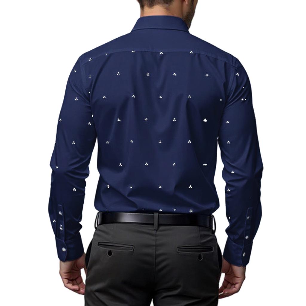 Мужская Тренд Мода Досуг Универсальная Рубашка с отложным воротником и длинными рукавами