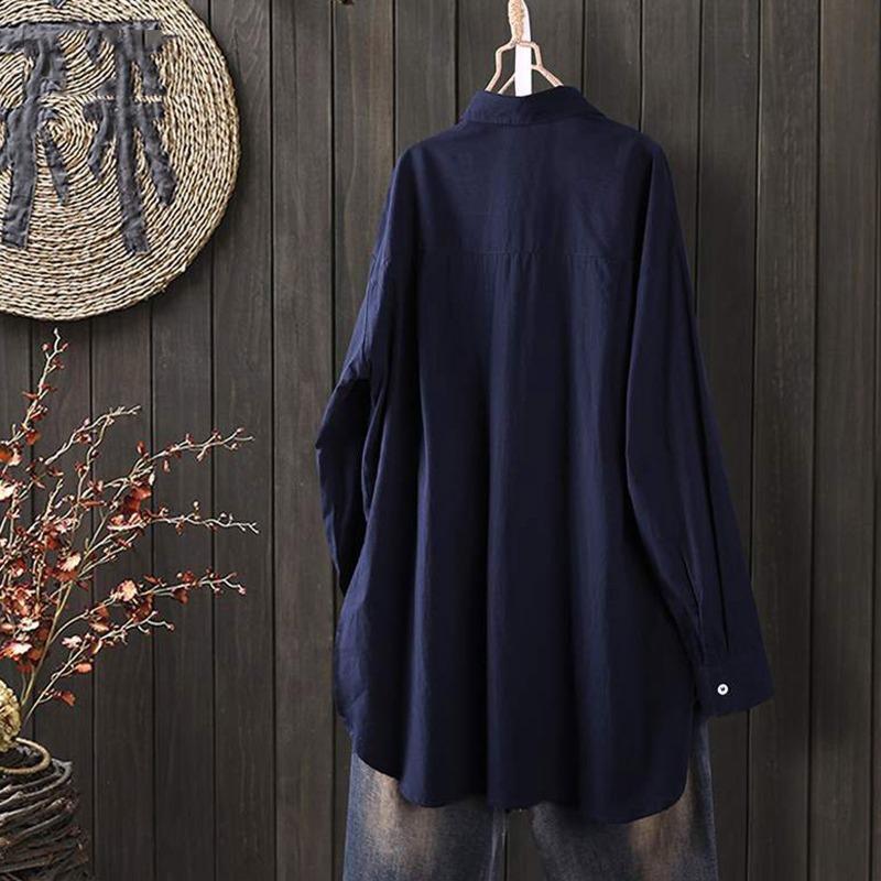 Модные повседневные свободные женские рубашки больших размеров на пуговицах с длинным рукавом, нестандартные осенние белые блузки женские однотонные простые офисные женские блузки топы 26027